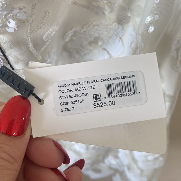 New Milly White Sequin Harriet Flora Floral Halter Top Mini Dress Sparkly Small - Picture 9 of 11